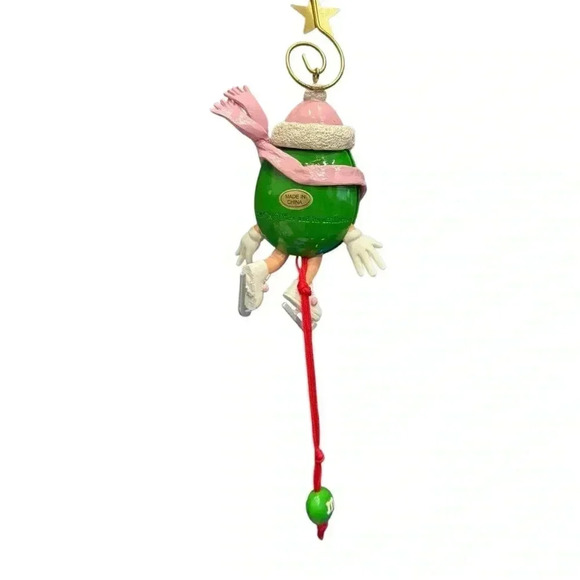 M&M Miss Green On Ice Skates Christmas Holiday Ornament - Picture 4 of 6